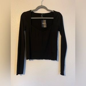 Black long sleeve large ribbed shirt NWT from forever21